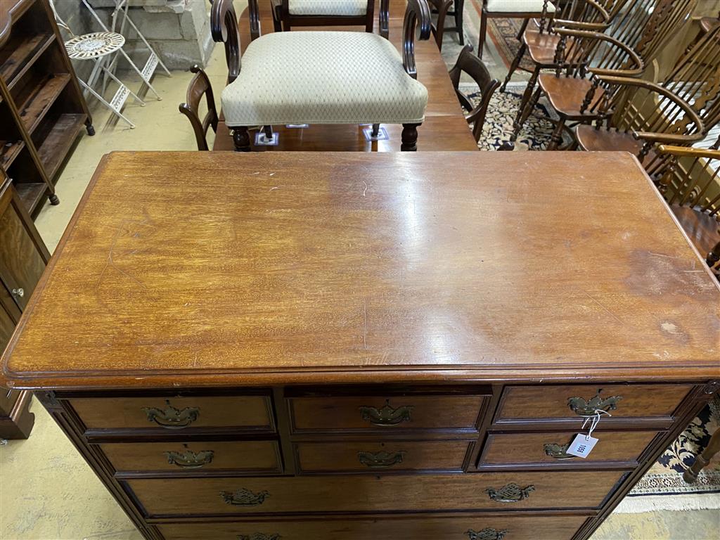A late Victorian mahogany chest of eight drawers, length 116cm, depth 58cm, height 128cm